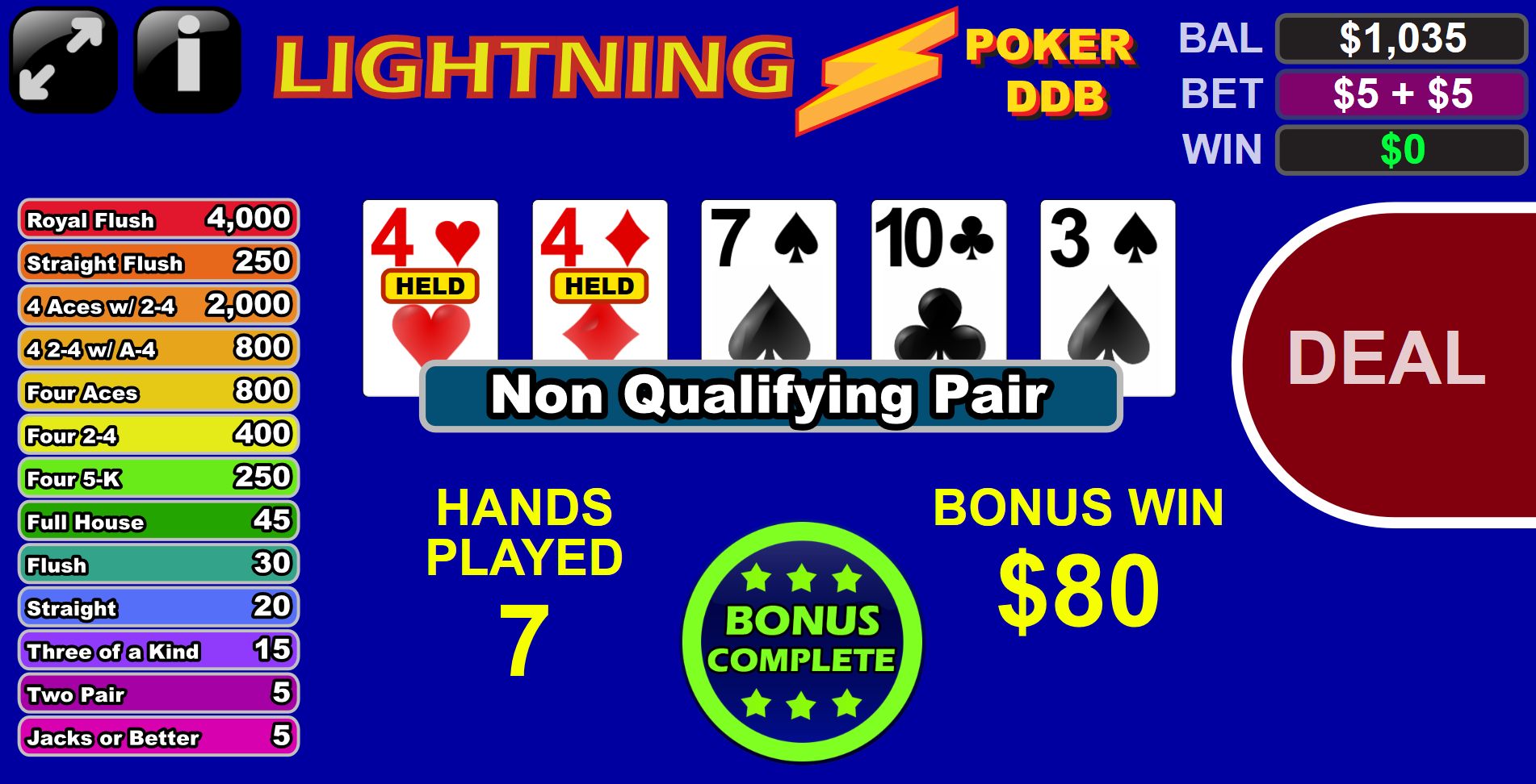 Roleta bonus poker lightning 289935